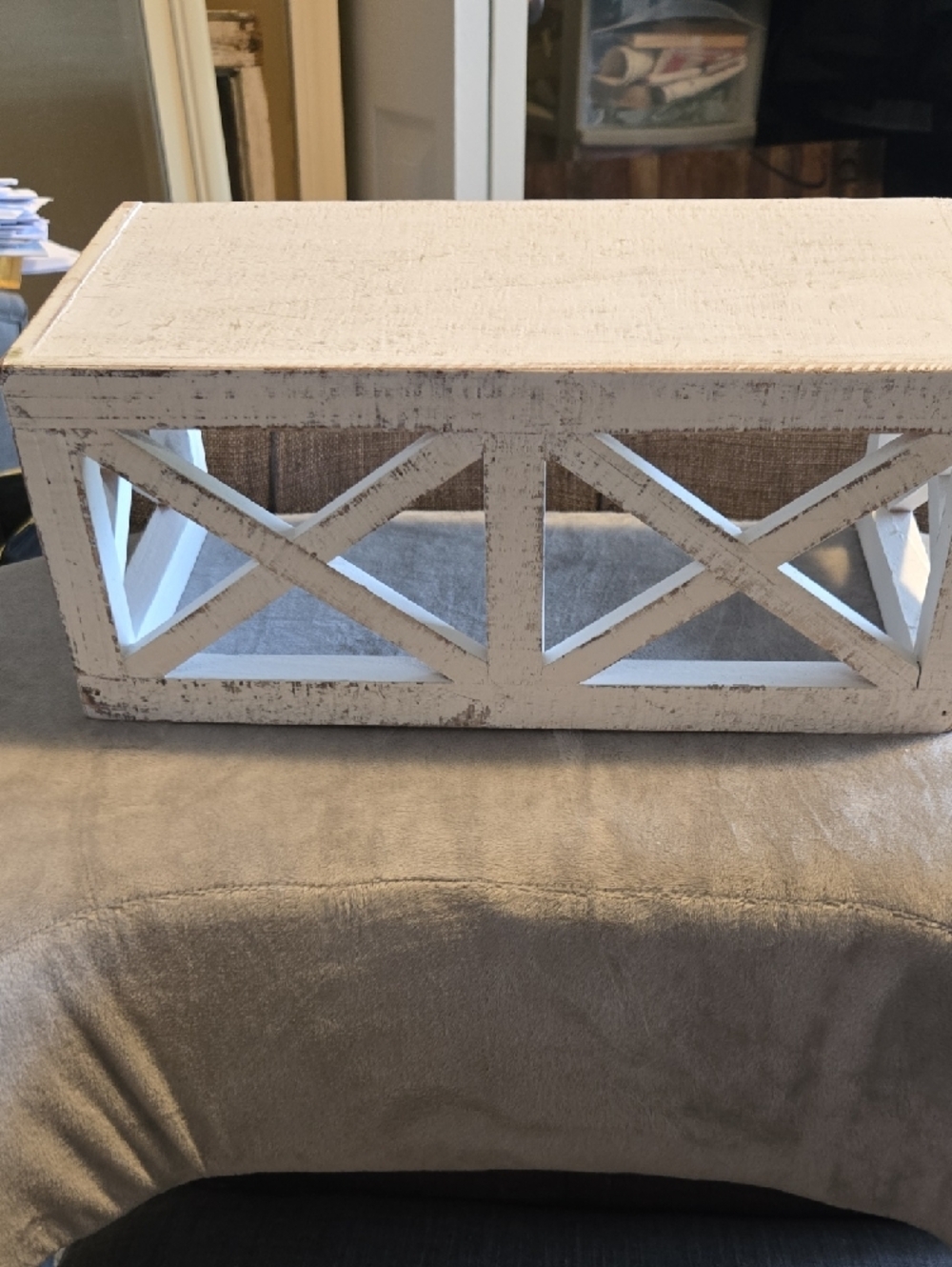 Hobby Lobby Rustic White Decorative Wooden Bench Accent - Picture 2 of 3